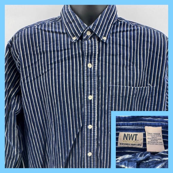 Northwest Territory Other - Northwest Territory Button Down Mens Large Blue Striped Corduroy LS Shirt